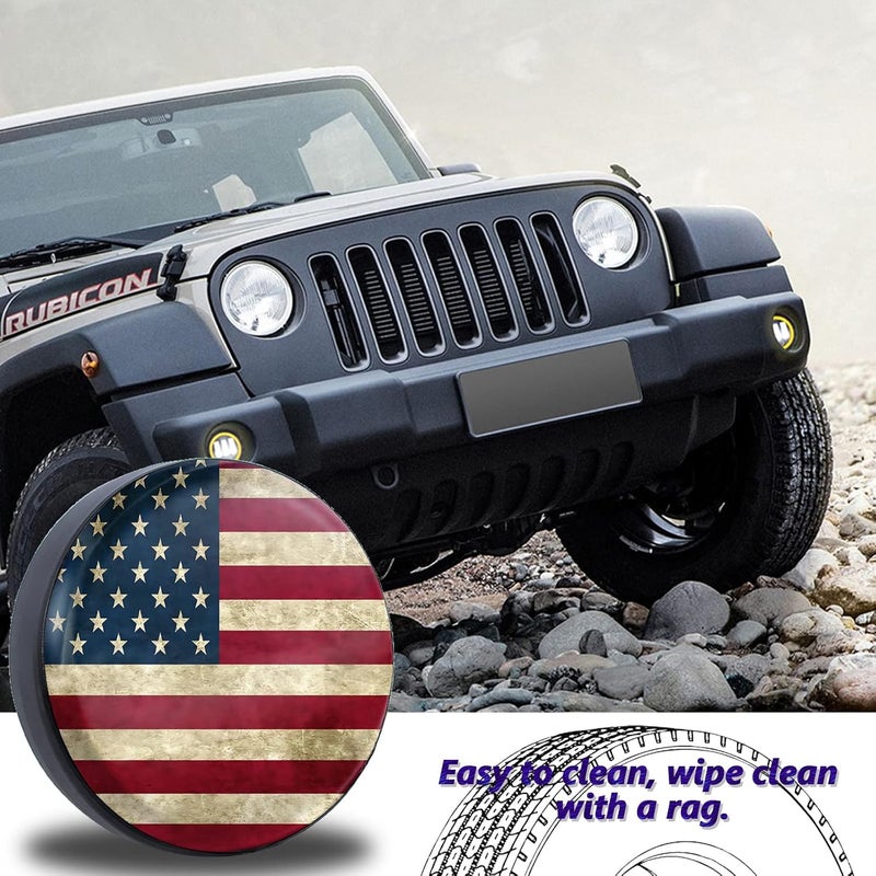 Jusen Spare Tire Cover, Wheel Cover with American American Flag Waterproof and Dustproof Universal Jeep Trailer RV SUV Camping Travel Trailer Accessories(17" for Diameter 31.5"-32.5"/80-82.55cm) - Image 5